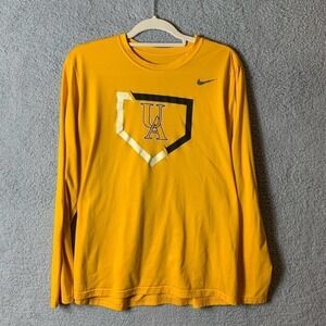 Nike Long Sleeve‎ Tee T-Shirt Womens Large Yellow Dri-Fit Athletic Cut